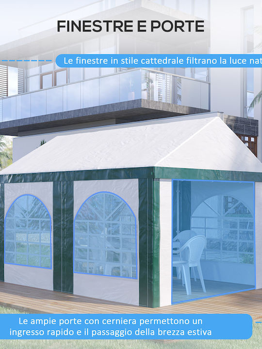 Outsunny Gazebo Garten Grün 4x2.95m