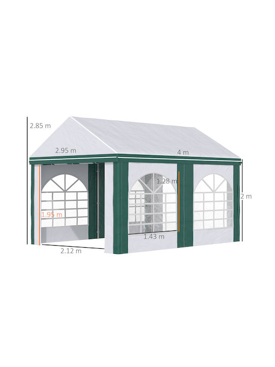 Outsunny Gazebo Garten Grün 4x2.95m