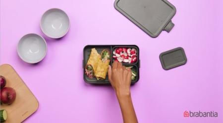 Brabantia Plastic Grey Lunch Box With Compartments 2lt