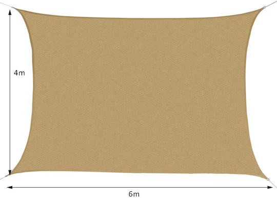 Outsunny Awnings Sail Ορθογώνιο Πανί Σκίασης Μπεζ με Κρίκους 6x4m