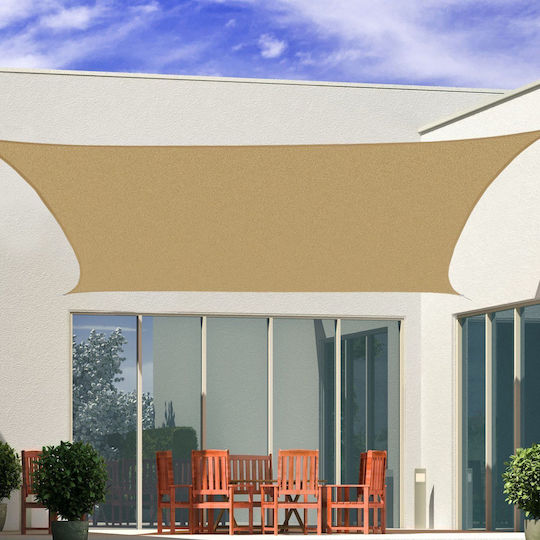 Outsunny Awnings Sail Ορθογώνιο Πανί Σκίασης Μπεζ με Κρίκους 6x4m