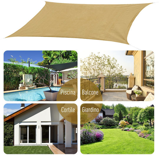 Outsunny Awnings Sail Ορθογώνιο Πανί Σκίασης Μπεζ με Κρίκους 6x4m