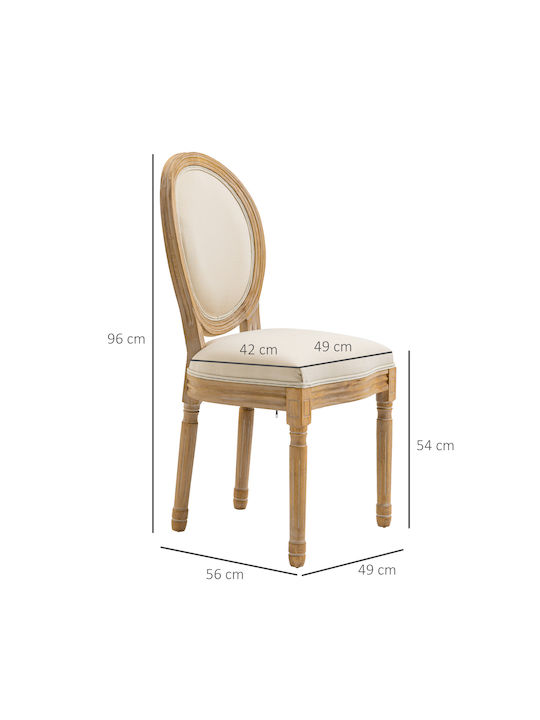 Dining Room Fabric Chair White 49x56x96cm 2pcs