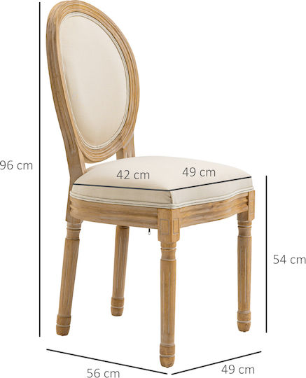 Dining Room Fabric Chair White 49x56x96cm 2pcs