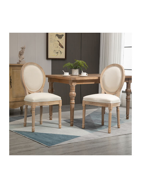 Dining Room Fabric Chair White 49x56x96cm 2pcs