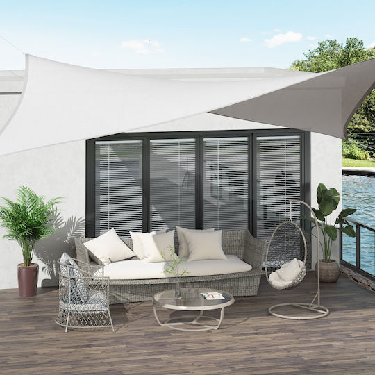 Outsunny Ορθογώνιο Πανί Σκίασης Λευκό με Κρίκους 6x4m