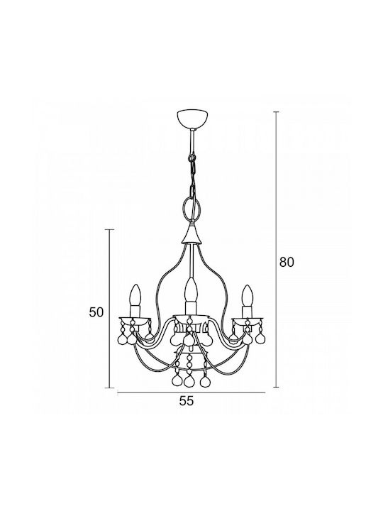 ArkoLight Chandelier with Crystals 3xE14 Black 1564-3/3