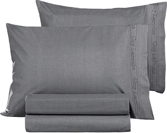 Guy Laroche Color Plus Σεντόνι Υπέρδιπλο με Λάστιχο 160x200+32εκ. Anthracite