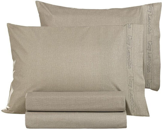 Guy Laroche Чаршаф King Size с Ластик 180x200+42см. Color Plus Taupe