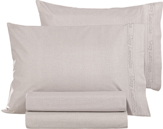 Guy Laroche Cearșaf Dublu cu Elastic 140x200+32cm. Color Plus Perla