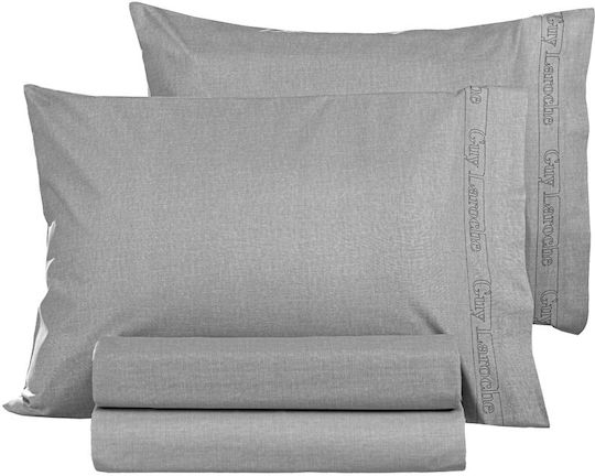 Guy Laroche Color Plus Σεντόνι Υπέρδιπλο με Λάστιχο 160x200+32εκ. Silver