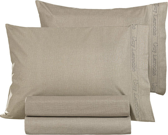 Guy Laroche Sheet Super-Double with Elastic 160x200+32cm. Color Plus Taupe
