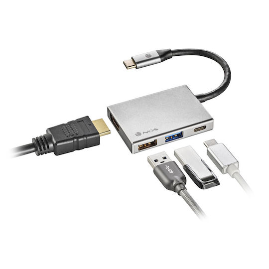 NGS Wonderdock 4 USB-C Docking Station mit HDMI 4K PD Silber