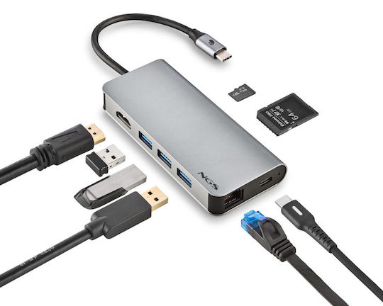 NGS Wonderdock 8 USB-C Docking Station mit HDMI 4K PD Ethernet Silber