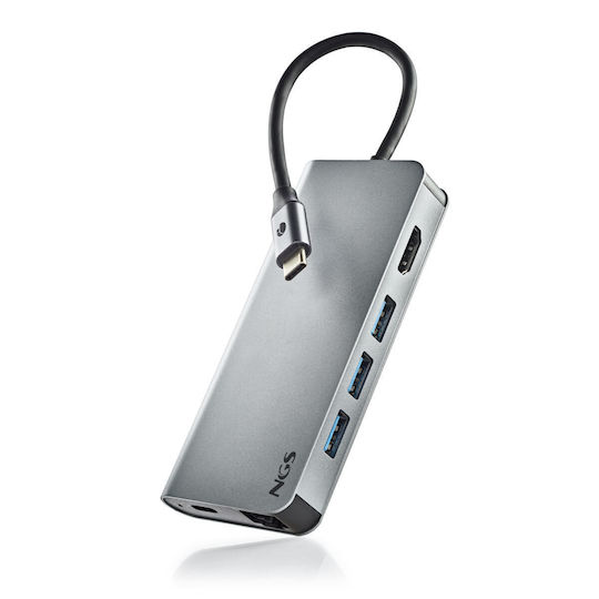 NGS Wonderdock 8 USB-C Docking Station mit HDMI 4K PD Ethernet Silber