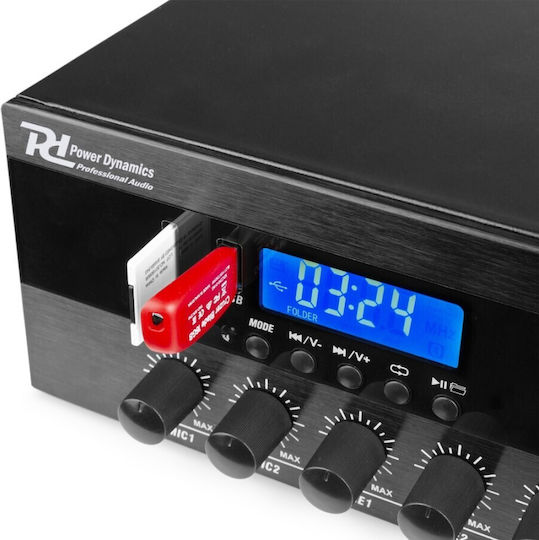Power Dynamics PDW360MP3 Ολοκληρωμένος Ενισχυτής Εγκαταστάσεων με 6 Ζώνες 360W/100V και Συνδέσεις USB/FM 952.086