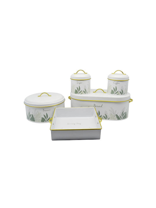 Ankor Sugar Jar with Lid Metallic White 11.2x11.2x13cm 1 Pieces