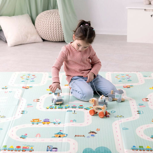 Navaris Spielmatte Straße Green / Beige 200x180cm Dicke 10mm