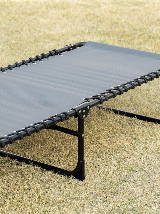 Deckchair Metallic with Cushion Gray 185x58x30cm.