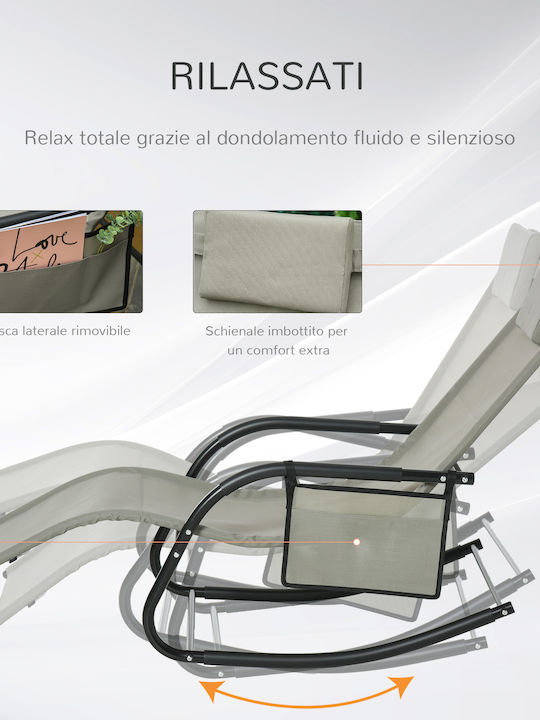 Deckchair Metallic with Textilene Fabric Black 62x88x165cm.