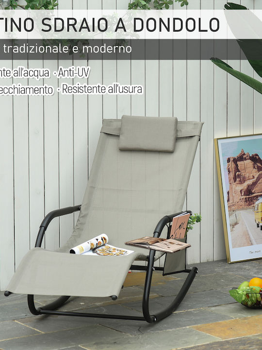 Deckchair Metallic with Textilene Fabric Black 62x88x165cm.