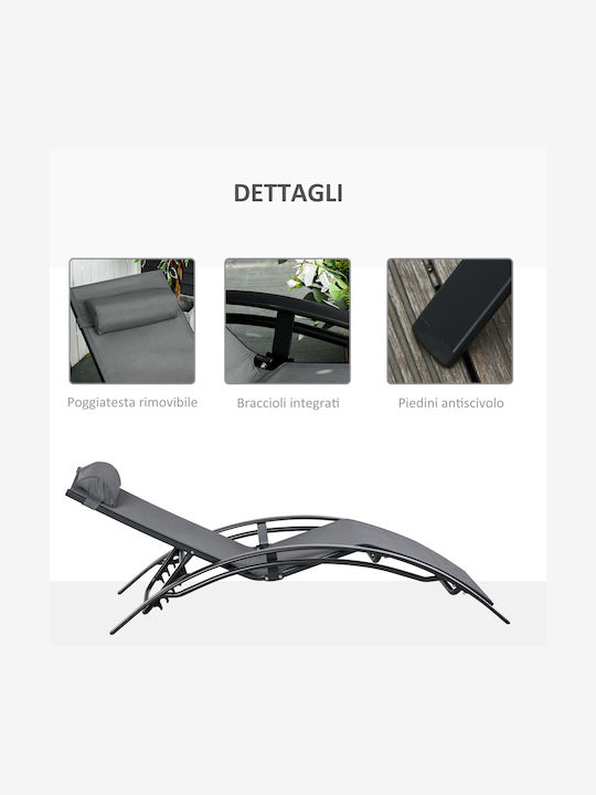 Liegestuhl Aluminium mit Textilene-Stoff Gray 171x46x82cm.