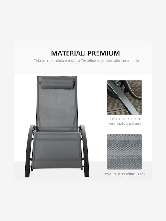 Liegestuhl Aluminium mit Textilene-Stoff Gray 171x46x82cm.