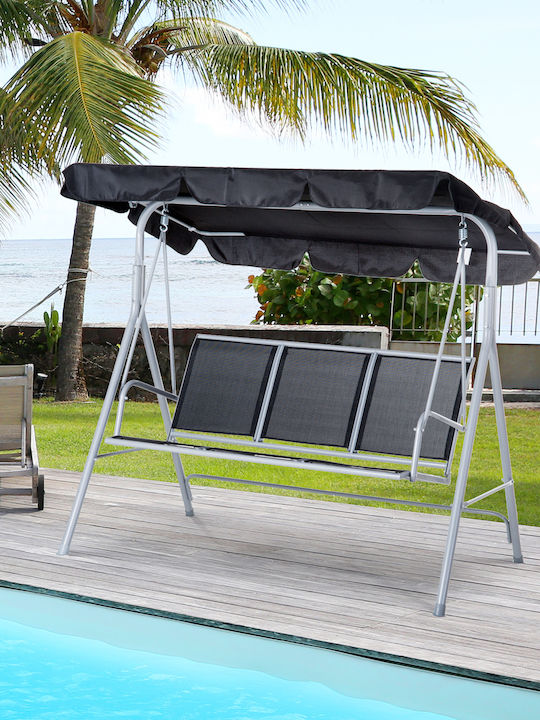 Κούνια με Βάση 3 Θέσεων Μεταλλική Μ170xΠ110xΥ153cm Γκρι Κούνια με Βάση 3 Θέσεων Μεταλλική Μ170xΠ110xΥ153cm Γκρι