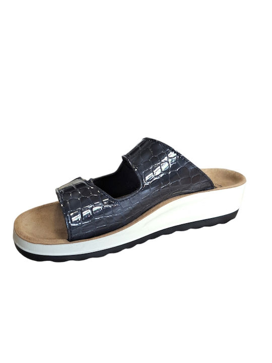 Кожени Дамски Анатомични Сандали Flatforms Сини
