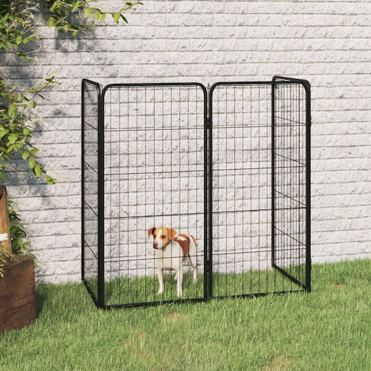 vidaXL Metallisches Hundetore mit 4 Paneelen 50x50x100cm Schwarz