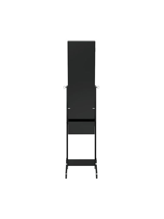 vidaXL Boden- oder Standspiegel mit Schwarzem Holzrahmen & LED Beleuchtung 146x37cm