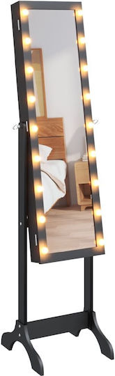 vidaXL Oglindă De Podea Cu Cadru Din Lemn Negru Și Iluminare LED 146x37cm
