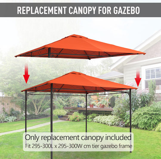 Outsunny Gazebo Pavillonabdeckung Orange 3x3m