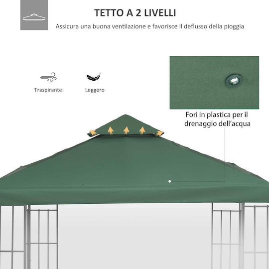 Outsunny Gazebo Acoperiș pentru foișor Verde 3x3m