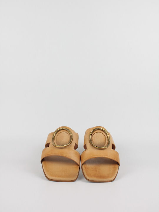 Komis & Komis Leder Damen Flache Sandalen Camel