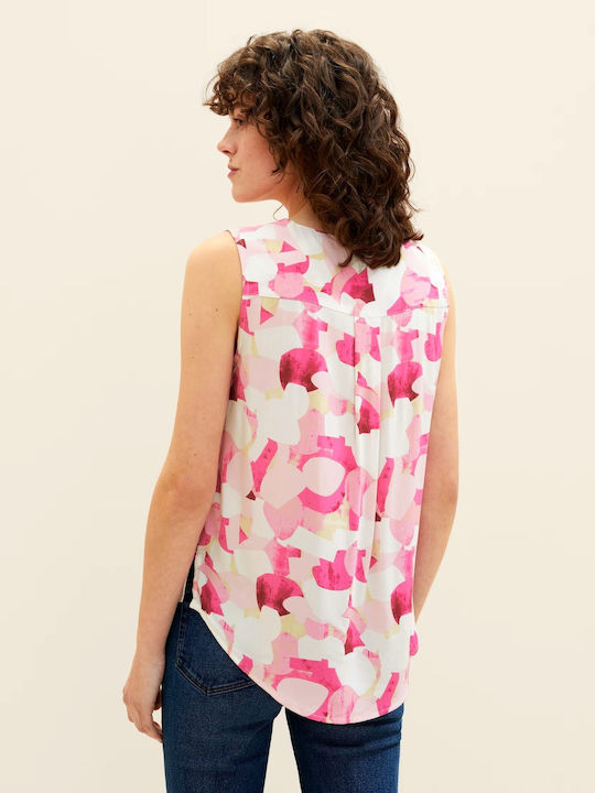 Tom Tailor pentru Femei de Vară Bluză Fără mâneci Floral Roz