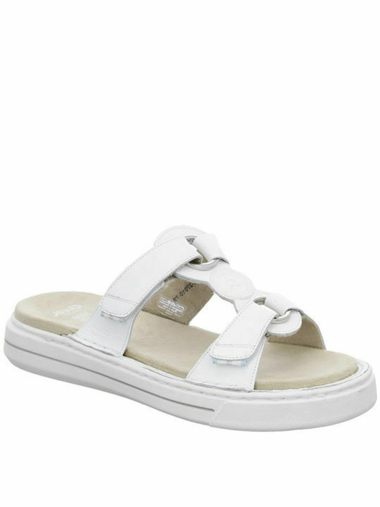 Ara Leather Women's Flat Sandals Anatomic in White Color