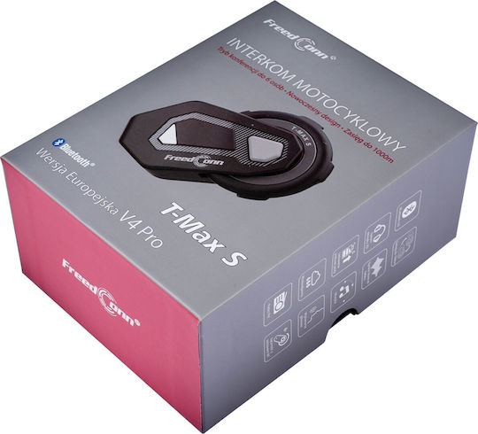 FreedConn T-max S V4 Μονή Ενδοεπικοινωνία για Κράνος Μηχανής με Bluetooth