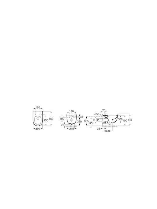 Roca Meridian Λεκάνη Δαπέδου Rimless με Κάλυμμα Soft Close Λευκή