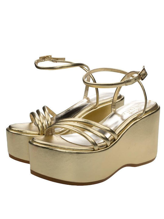 Sante Women's Synthetic Leather Platform Shoes Gold