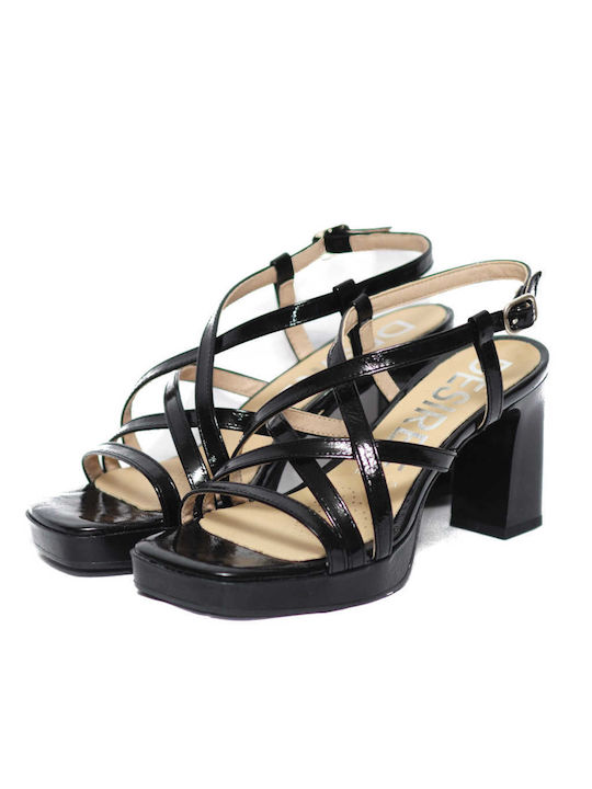 Desiree Shoes Anatomic Platform Patent Leather Women's Sandals Black