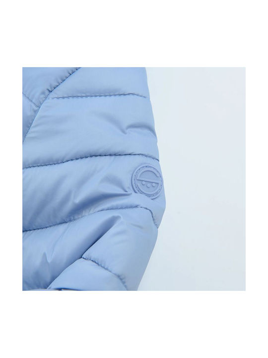 Boys Quilted Coat Light Blue with Ηood