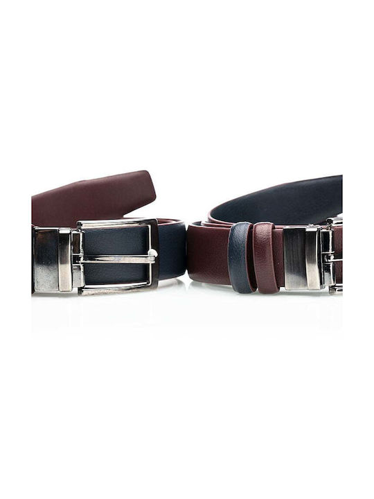 Tresor Men's Double Sided Belt Bordeaux/Blue