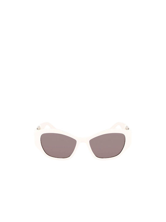 Karl Lagerfeld Women's Sunglasses with White Plastic Frame and Gray Lens KL6086S-105