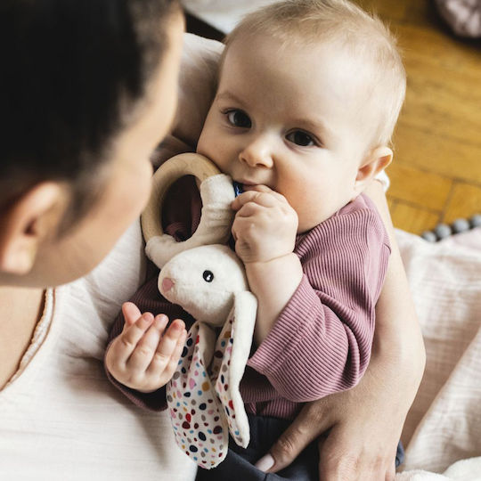 Whisbear Bunny Wooden Teething Ring for 0 Months+