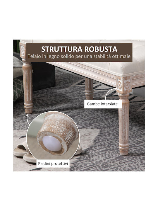Wooden Beige Bench Stool 80x40x41cm