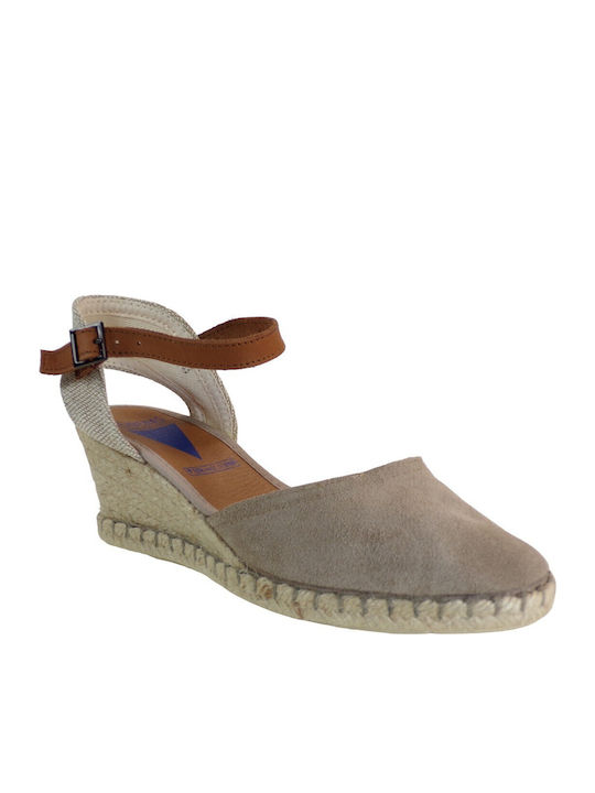 1540001 Women's Leather Platform Espadrilles Pouro