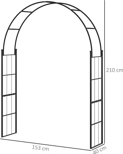 Arcadă De Grădină Din Metal Negru 40x40x153cm