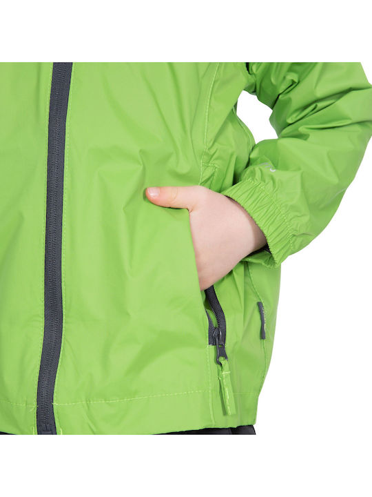 Waterproof Kids' Casual Jacket Short Windproof with Hood Green