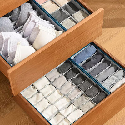 Fabric Drawer Organizer for Underwear / Socks in Blue Color 32x32x9cm 1pcs